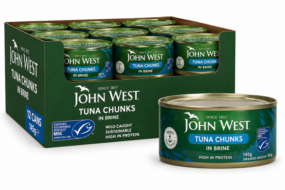 John West Tuna Chunks in Brine 145g x 12 Cans