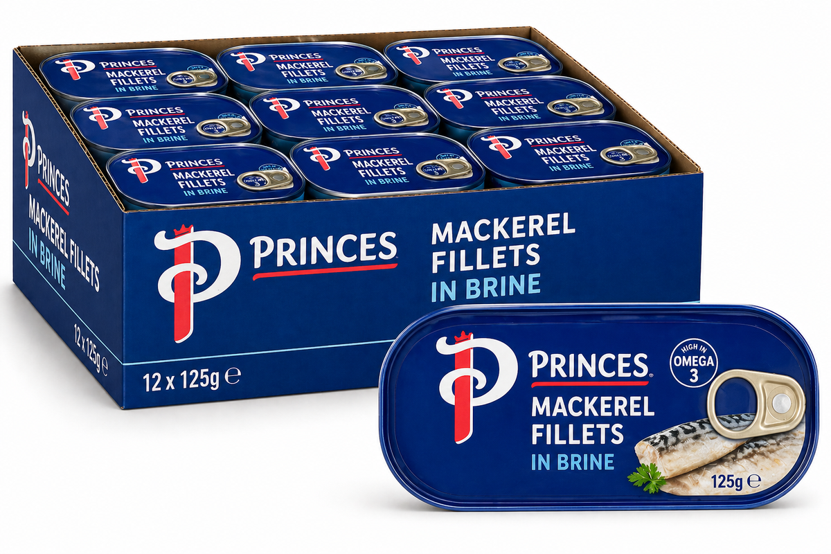 Princes Mackerel Fillets in Brine 125g x 12 Cans
