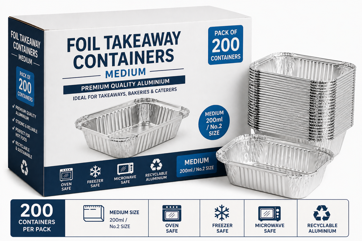 Foil Takeaway Containers Medium 200ml x 200 Pack