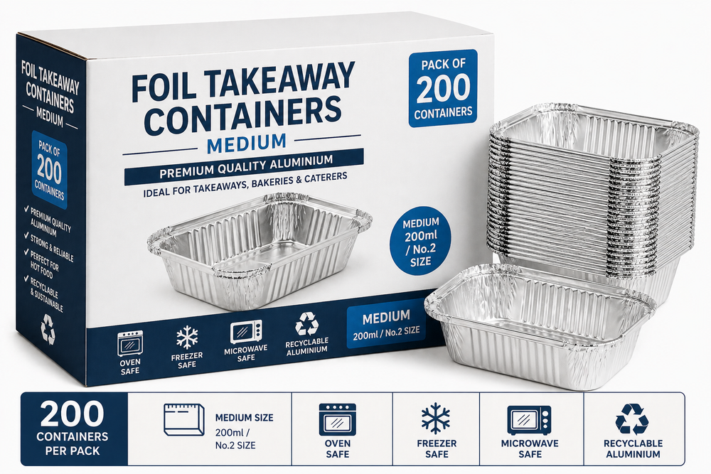 Foil Takeaway Containers Medium 200ml x 200 Pack