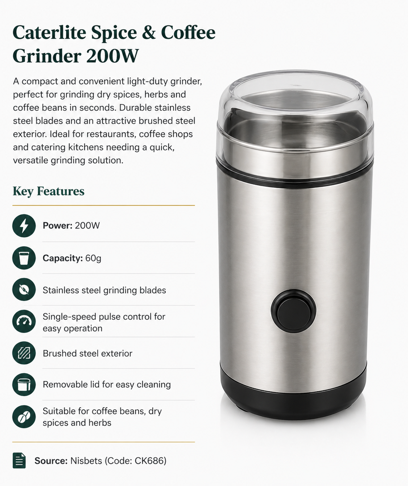 Caterlite Spice & Coffee Grinder 200W